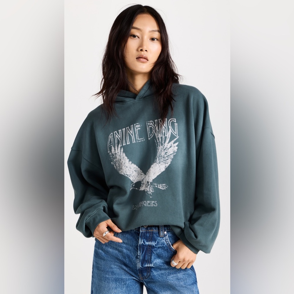 Anine Bing - Ash Hoodie Eagle - Faded Emerald Green - Picture 5 of 13
